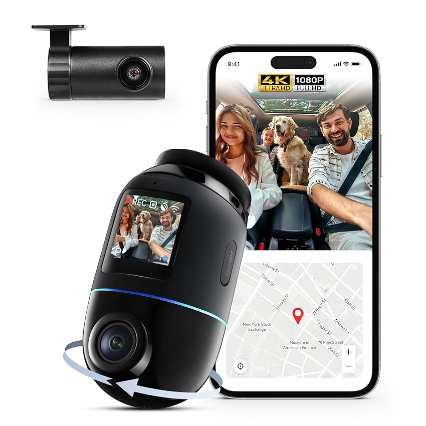 70mai Dash Cam 4K Omni, Dual-Channel 4K+1080P DashCam Auto 360 Gradi