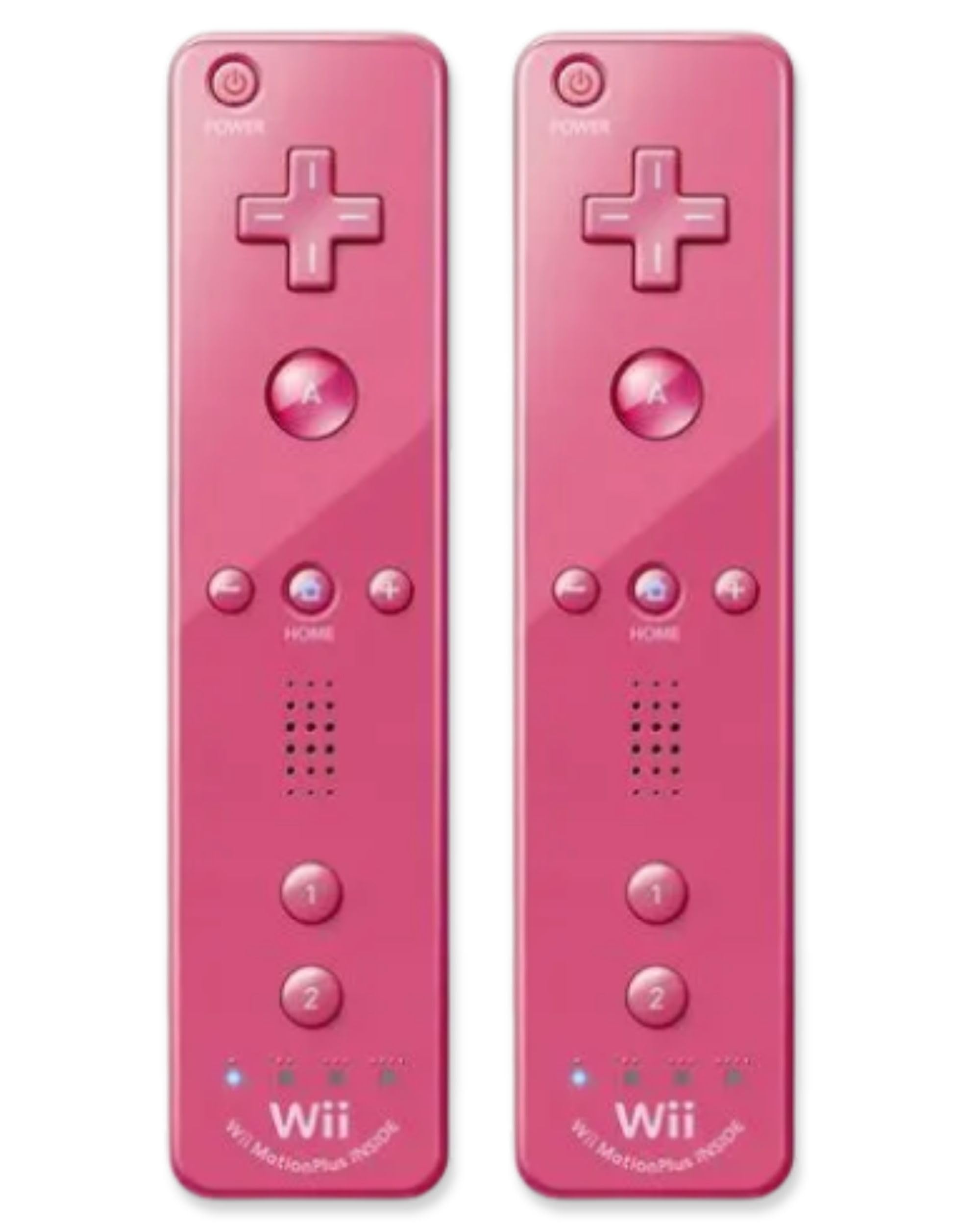 Wii Remote with Motion Plus - Wireless Bluetooth Game Controller - Official Wii and Wii U Compatible - 2 Pack (Renewed) (Pink)