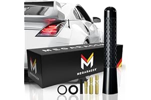 MEGA RACER Universal Carbon Fiber Car Antenna Replacement | Truck Antenna | Antena para Carro | Short Vehicle Billet Antenna for Truck SUV | Car Audio & Video Antennas | Auto Accessories | Black 3 Inch