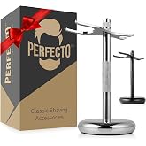 Perfecto Deluxe Chrome Razor and Brush Stand - The Best Safety Razor Stand. This Will Prolong The Life of Your Shaving Brush, metal