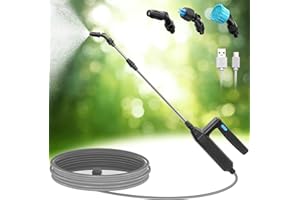 SideKing Battery Powered Sprayer Wand, 23.6inch Electric Sprayer Telescopic Watering Wand with 16.4FT Hose, Rechargeable and Portable Spray Wand for Gardening (3 Nozzles)