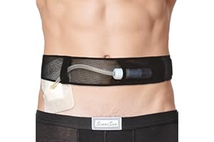 SINAISEA Peritoneal Dialysis Belt Breathable Mesh PD Catheter Holder Belt for Secure Stomach Abdominal Feeding Peg G J Tube Supplies Patients Women Men Adults Black, X-Large