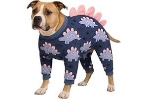 LovinPet Large Dog Pajamas, Four-Leg Stretch Onesie Bodysuit, Lightweight UV-Shielding Pajamas, Anti-Lick Calming Recovery Suit for Surgery, Pull-On for Medium and Large Breeds,Black Pink,XL