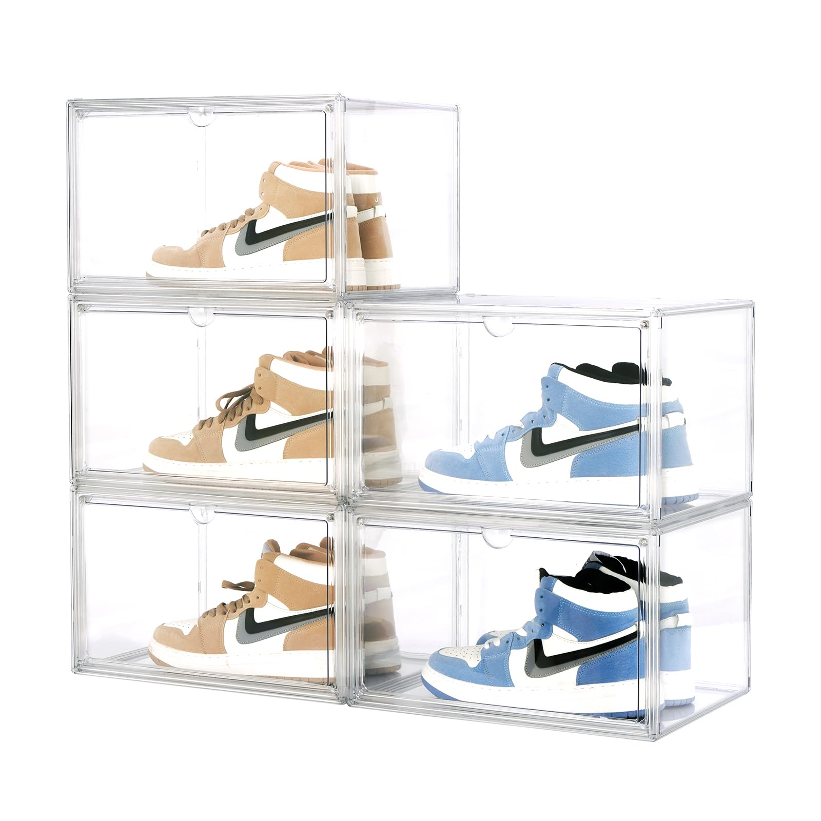 OMOPIN 5 PACK XXL Shoe Storage Boxes Clear Stackable Acrylic Shoe ...