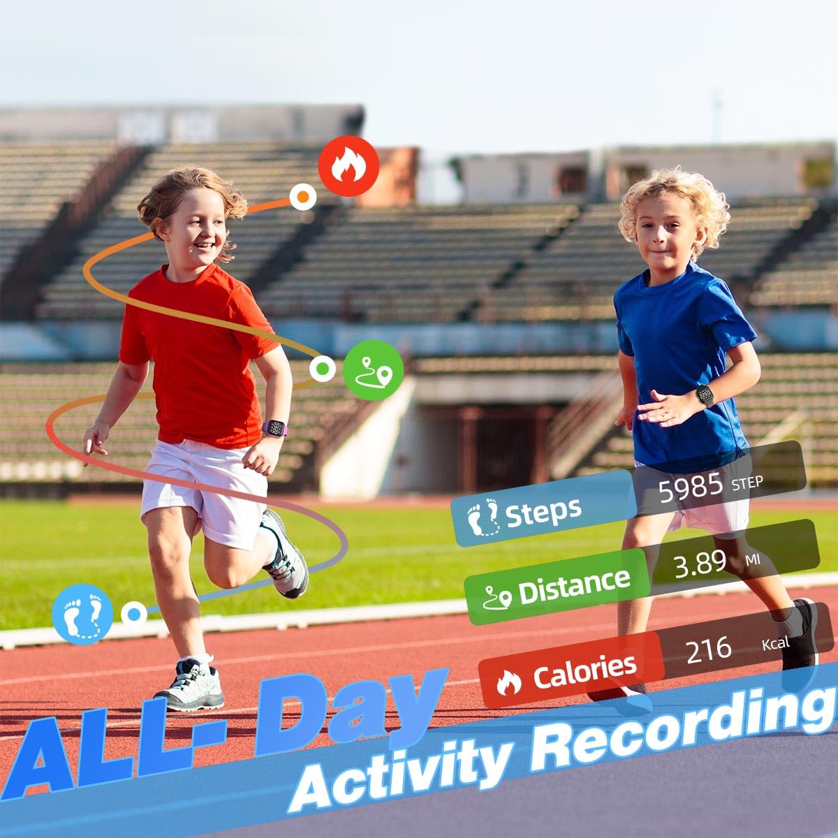 synwoo Kids LED Digital Watch, with Pedometer Step Counter, Waterproof, Sport Wristwatch, Calendar, Alarm Clock for Children Boys Girls Teens