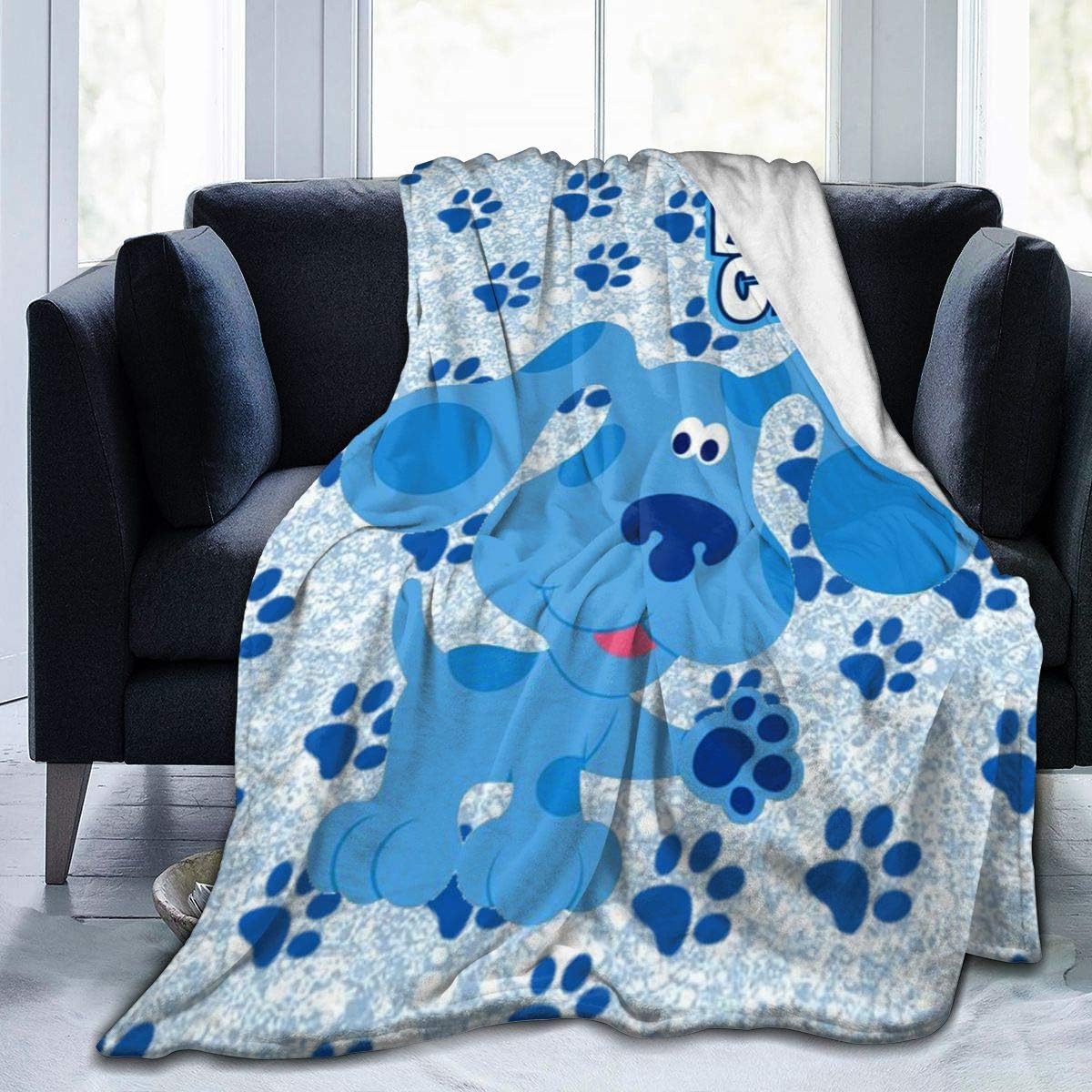 Flannel Fleece Blanket Blue Dog Throw Sofa Bed Couch Living Room Soft