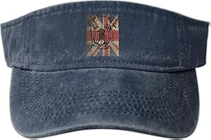 British Bull Dog Union Jack England Men's/Women's Sport Sun Visor Hat – Cotton Empty Top Baseball Cap for Uv Protection