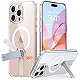 TORRAS 360° Stand & Magnetic Shockproof for iPhone 16 Pro Case with Full Camera Protection, Fit for MagSafe, 16FT Military Grade Shockproof Slim Phone Case for iPhone 16 Pro 6.3", Diamond Clear