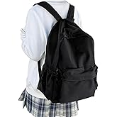 WEPOET Classic Basic Black Backpack For Women,Waterproof High School Bookbag,Lightweight Casual Travel Daypack,College Backpack Men,Middle School Bag For Girls Boys