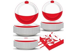 CHUNNIN 200 PCS Gone Fishing Party Plates Napkins Fishing Themed Tableware Set for Fishing Party Gone Fishing Decoration Dessert Plates Forks Serve 50 Guests for Fishing Birthday Party Favor Supplies
