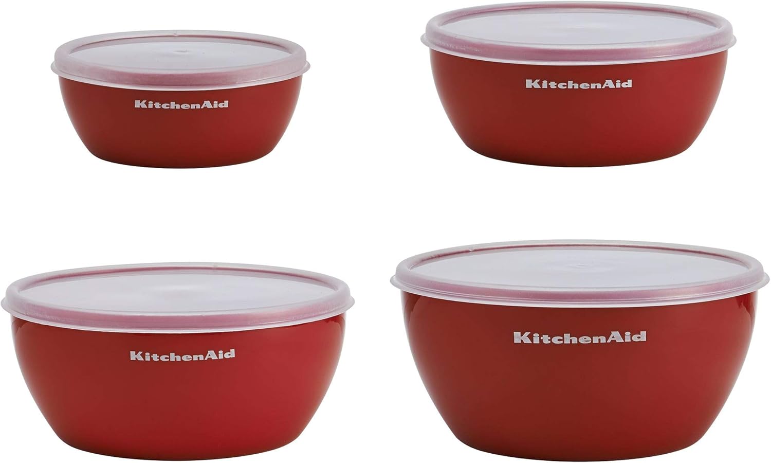 KitchenAid KE176OSERA Classic Prep Bowls with Lids, Set of 4, Empire Red: Kitchen & Dining