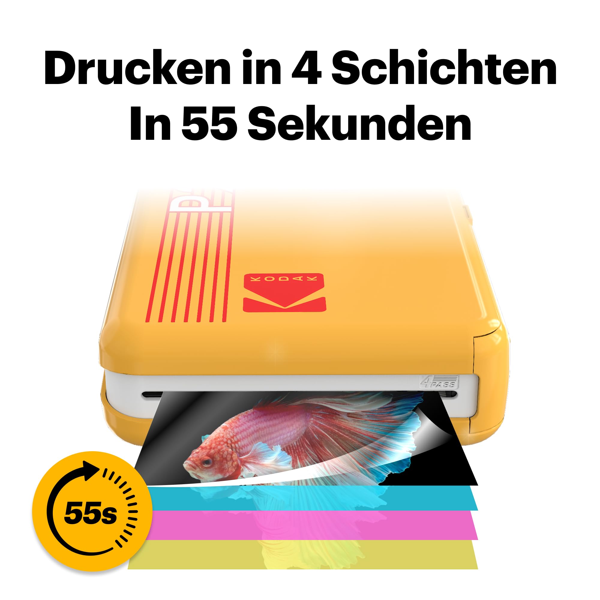 KODAK Mini 2 Retro 5,3 x 8,6 cm tragbarer Fotodrucker, 38 Blatt, Bluetooth-Smartphone-Drucker für iPhone und Android, sofortige Farbdrucke, 4-Pass-Farbsublimation 3