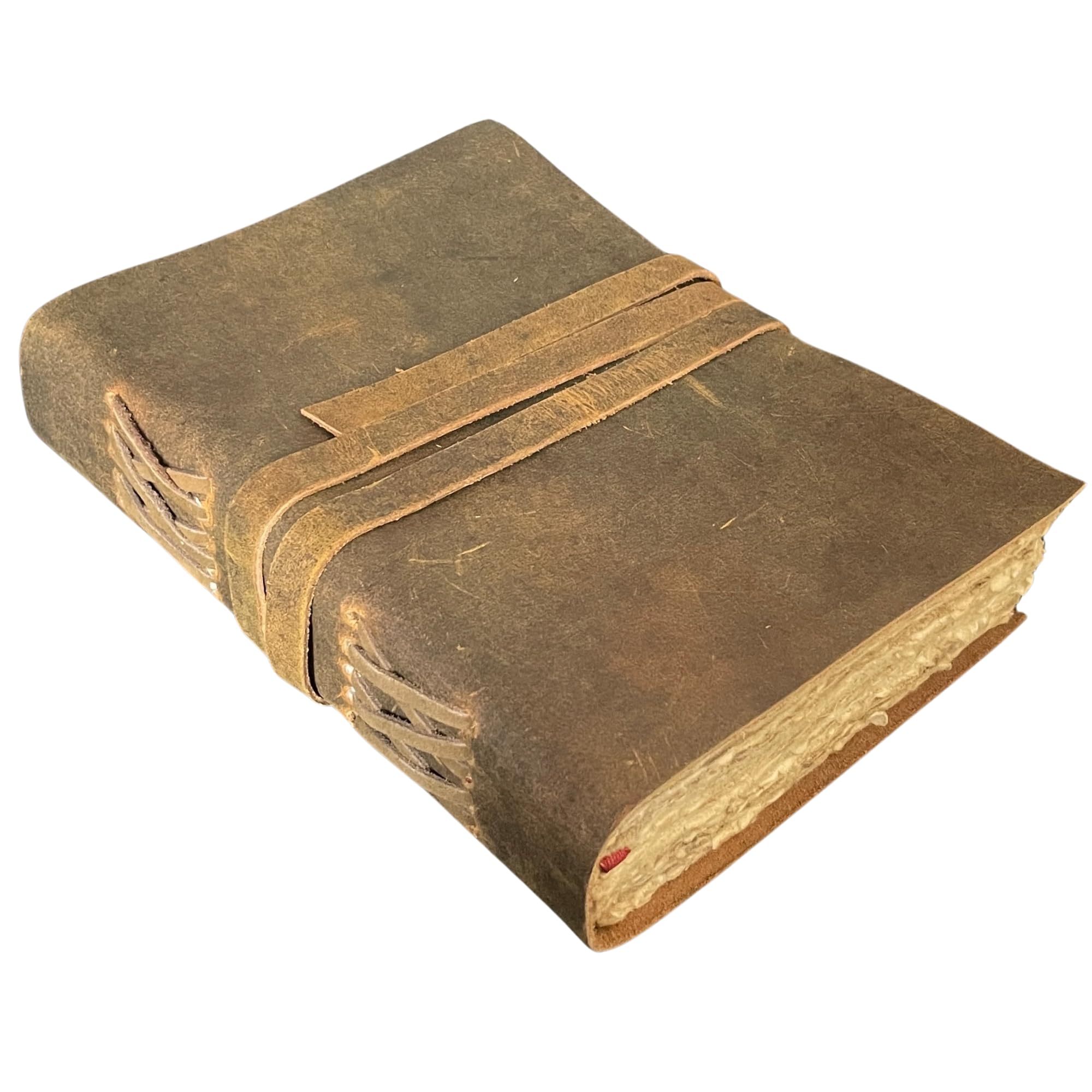 7 inch Urban Leather Bound Rustic Vintage Medieval Journal Old Deckle Edge Pages for Men Women, Artist Drawing Sketchbook Travel Writing Notebook for Him & Her, Unlined Pages