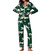 Ekouaer Pajamas Women's Long Sleeve Sleepwear Soft Button Down Loungewear Pjs Lounge Set Nightwear XS-XXL