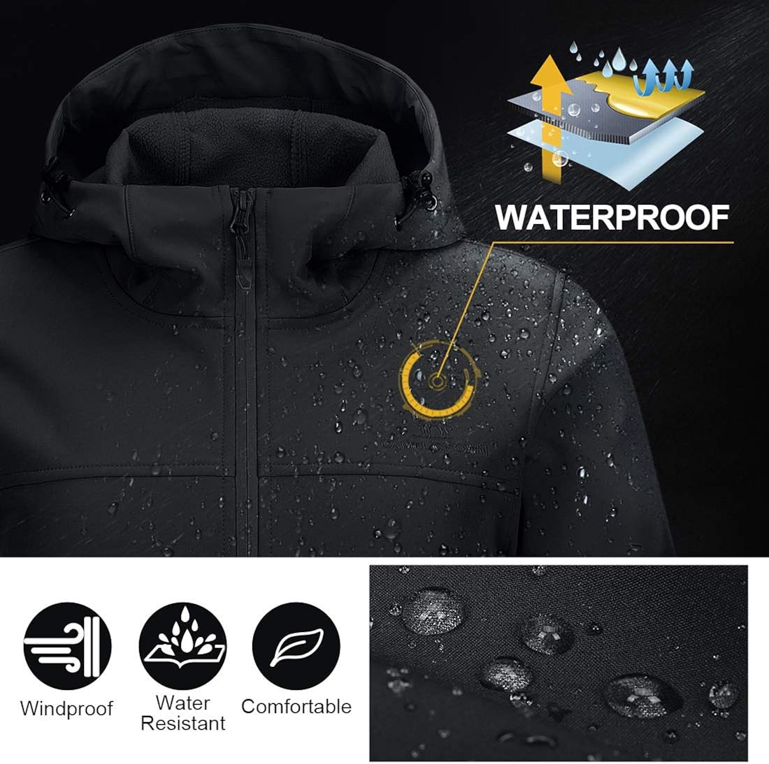 CAMEL CROWN Womens Fleece Lined Softshell Jacket Hooded Waterproof Windproof Lightweight Insulated Winbreaker Hiking Camping at  Women's Coats Shop
