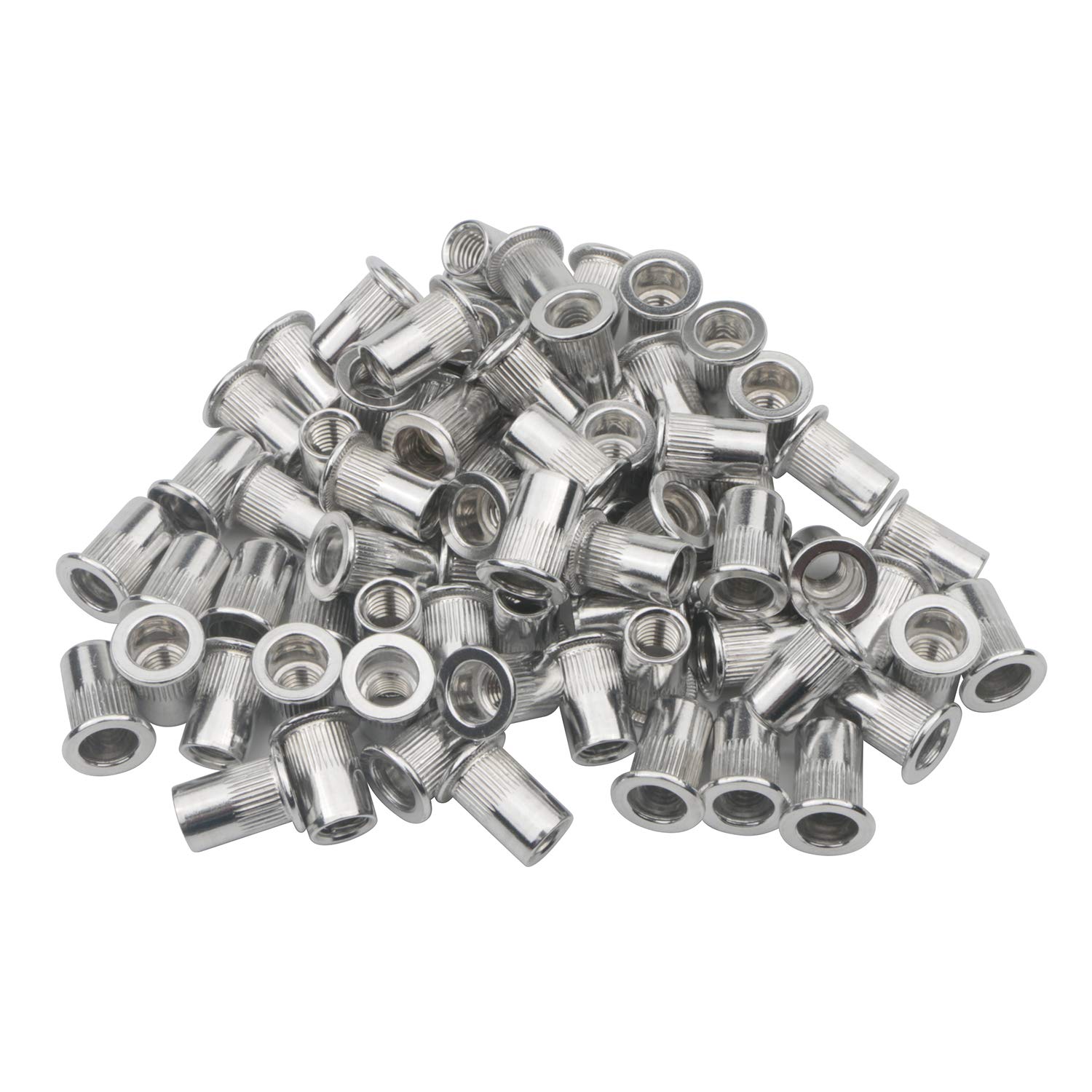 Pxyelec 100 pcs M8 8 mm Flat Head Aluminum Rivet Nut Insert Nut