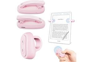 RESPTASSKI [2 Clips] Finger Ring Kindle Page Turner Remote Control for Paperwhite: Rechargeable RF Wireless Clicker for Reading on Bed for iPhone Android iPad, Camera Shutter & Video Record Accessories (Pink)