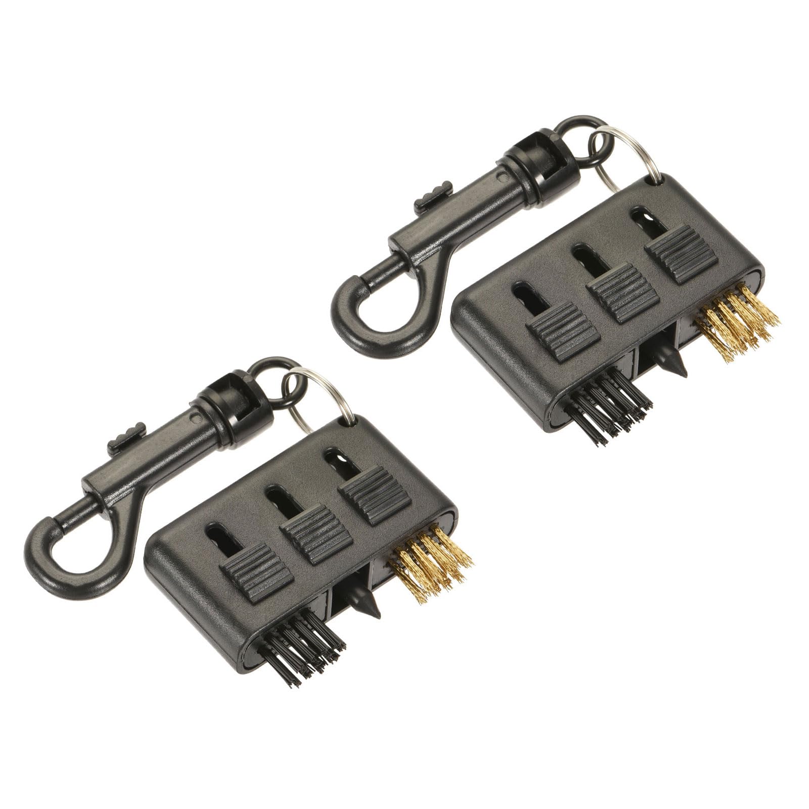 M METERXITY 2 Pack Golf Club Brush - Golf Club Groove Cleaner 3 in 1 Bristle Head Cleaning Tools with Clip, Retractable, Apply to Outdoor (Black)