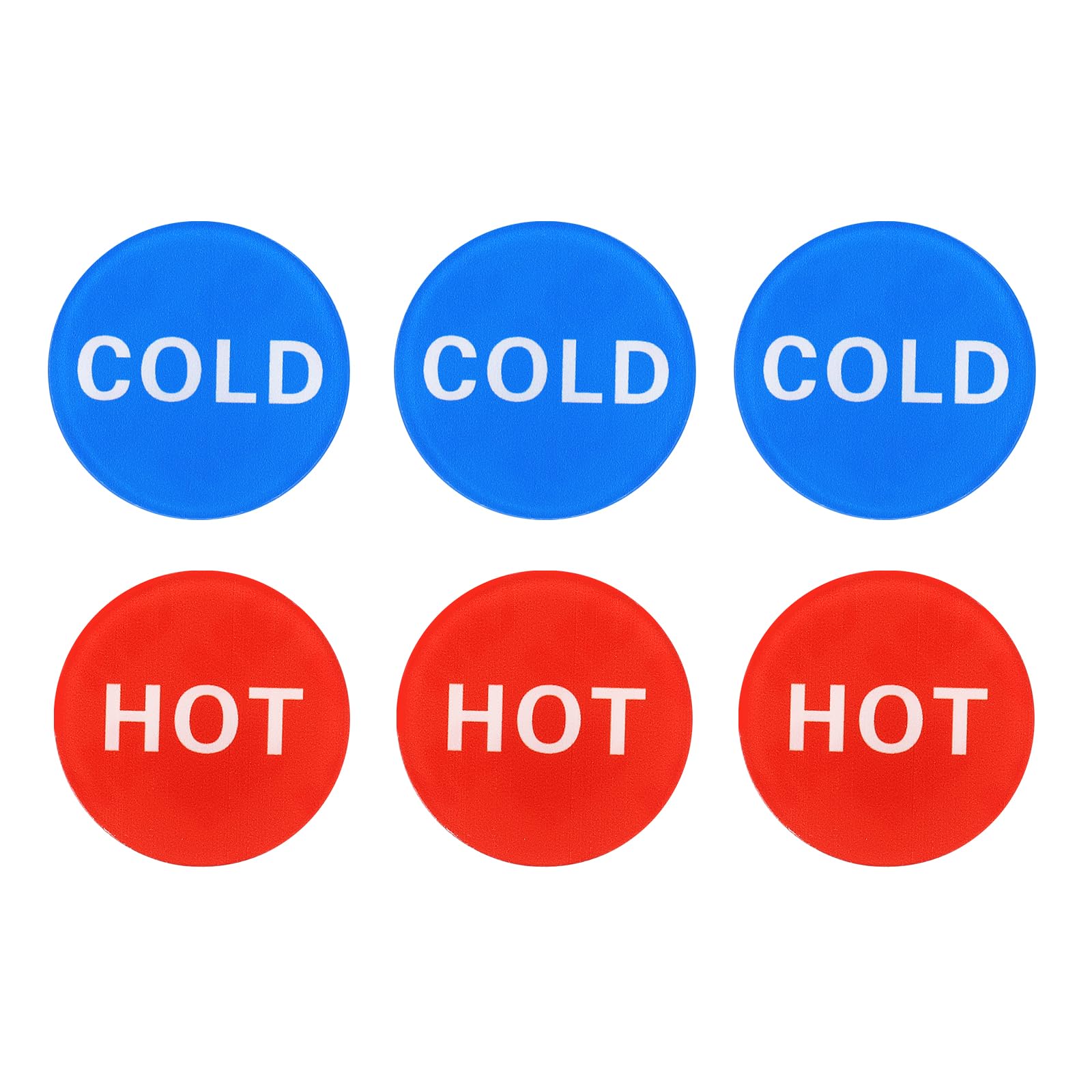 PATIKIL Self Stick Hot/Cold Water Labels, 3 Pairs/6 Pack Acrylic Round Shape Sticker Signs for Faucets Sinks, Red/Blue