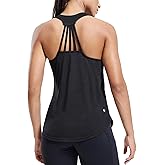 MIER Womens Workout Tank Tops Sleeveless Yoga Athletic Running Dry Fit Shirts Racerback Soft Gym Muscle Tee, Scoop Neck
