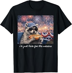 I'm Just Here for The Wieners Vintage Raccoon 4th of July T-Shirt