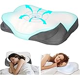 Cervical Neck Pillow for Pillows and Shoulder for Pain Relief Ergonomic Contour Pillow for Side Back Stomach Sleepers, Orthopedic Neck Support Pillow for Sleeping with Cooling and Daily Pillowcases
