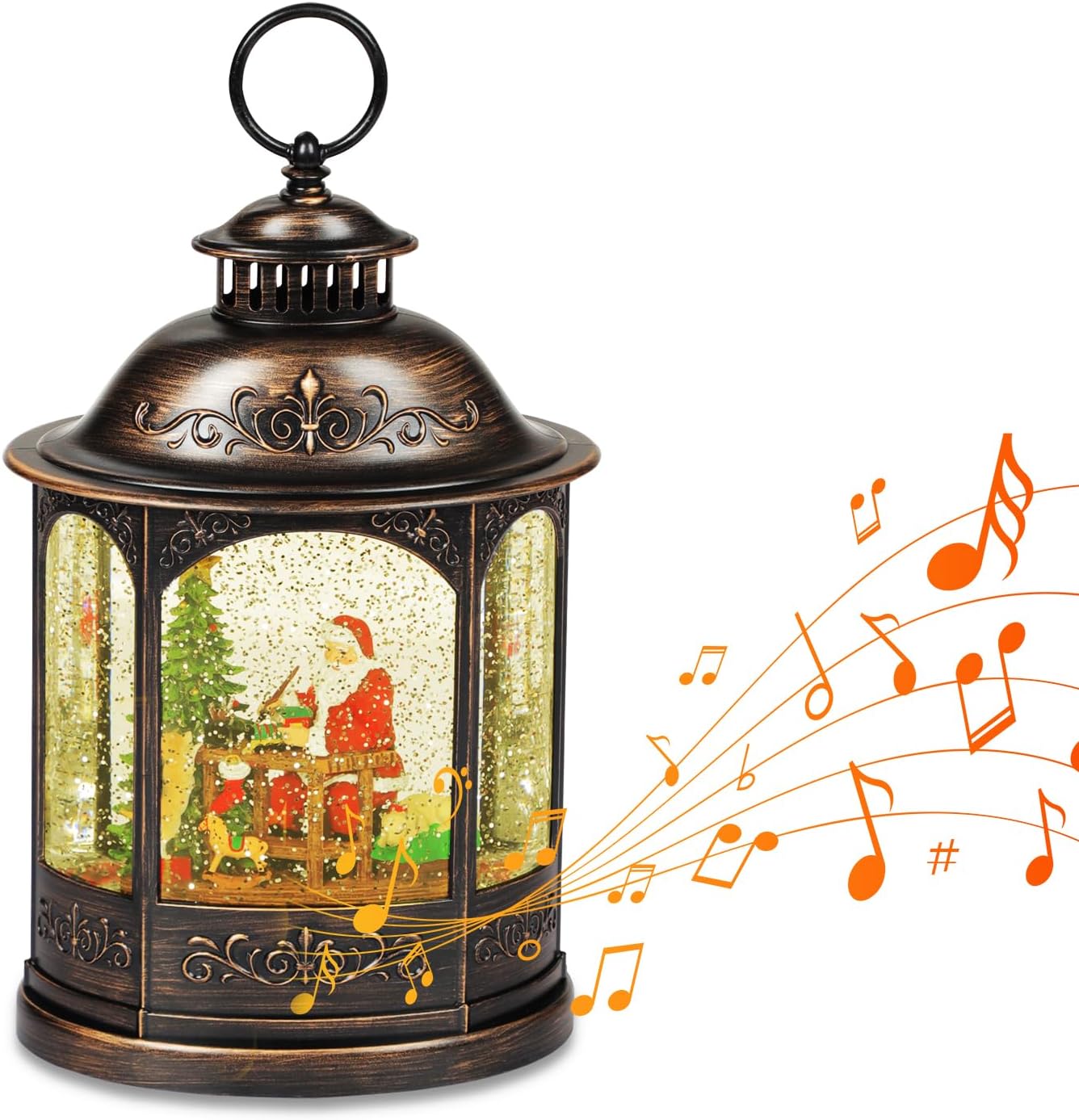 Snow Globes - Ponsonbay Musical Christmas Snow Globe Lantern with 8 Songs, Snow Globe Lantern 6H Timer Battery & USB Powered Singing Swirling Glitter Lighted Christmas Snow Globe Home Decor (Santa Clau Black)