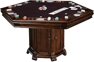 Howard Miller Niagara Game Table 699-013 – Rustic Cherry Finish, Lightly Distressed, Adjustable Floor Levelers, Reversible Top, Storage Base