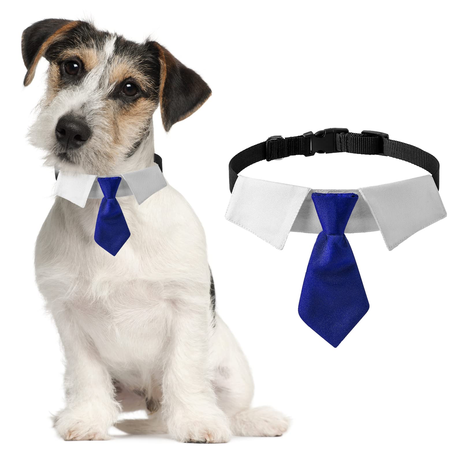 HACRAHO Dog Neck Tie Collar, 1 Piece Dog Tuxedo Necktie Collar Adjustable Dog Wedding Collar With Necktie for Small Medium Dogs, M