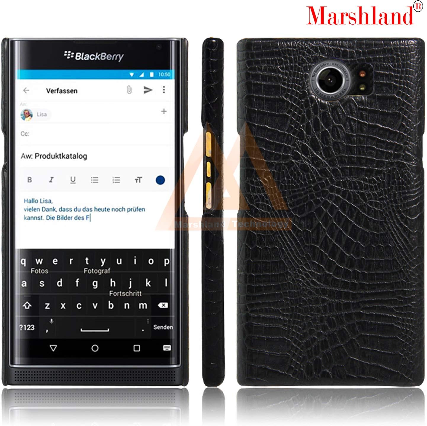 MARSHLAND Silicone Hard Case Crocodile Pattern Back Cover Compatible for BlackBerry Priv (Black)