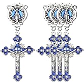 SUNNYCLUE 1 Box 24Pcs Blue Cross Charms Rosary Charm Bulk Alloy Metal Enamel Antique Easter Tibetan Style Crucifix Pendants for Jewelry Making Findings DIY Necklaces Rosary Bead DIY Crafts Adults