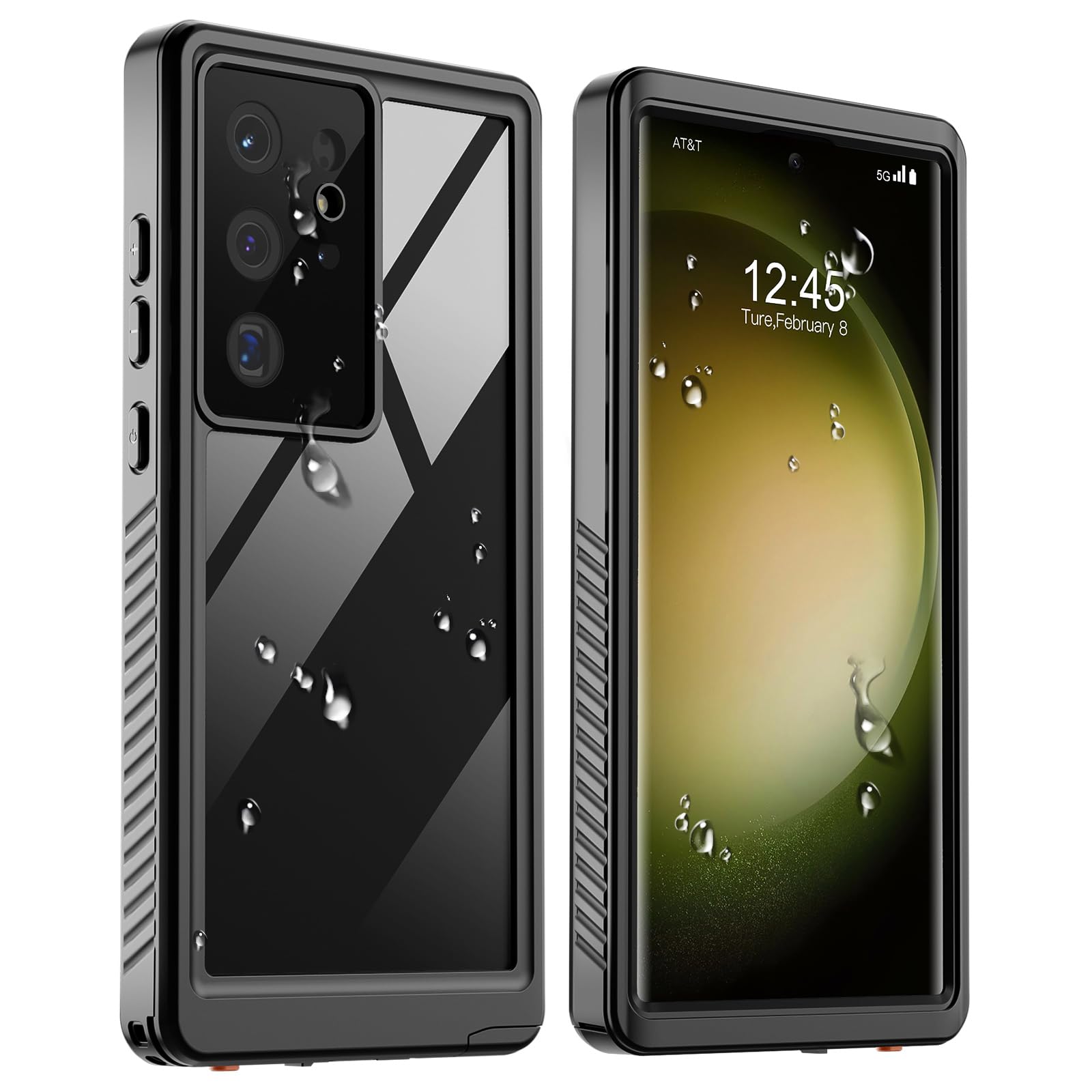 Photo 1 of zapica Designed for Waterproof Samsung Galaxy S23 Ultra Case, Built-in Camera & Screen Protector [IP68 Waterproof][Military Drop Proof] Full Body Protective Phone Case for Galaxy S23 Ultra,Black/Clear