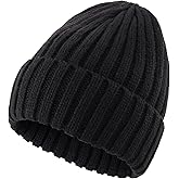 Connectyle Women's Rib Knit Cuffed Beanie Hat Stretch Acrylic Winter Hat Thick Warm Snow Ski Cap