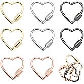 8 PCS Heart Shaped Carabiner Keychain - Small Locking Carabiner Clip for Keys - Cute Heart Keychain Clip for DIY Purse Backpack Camping Accessories (Multi-Color)