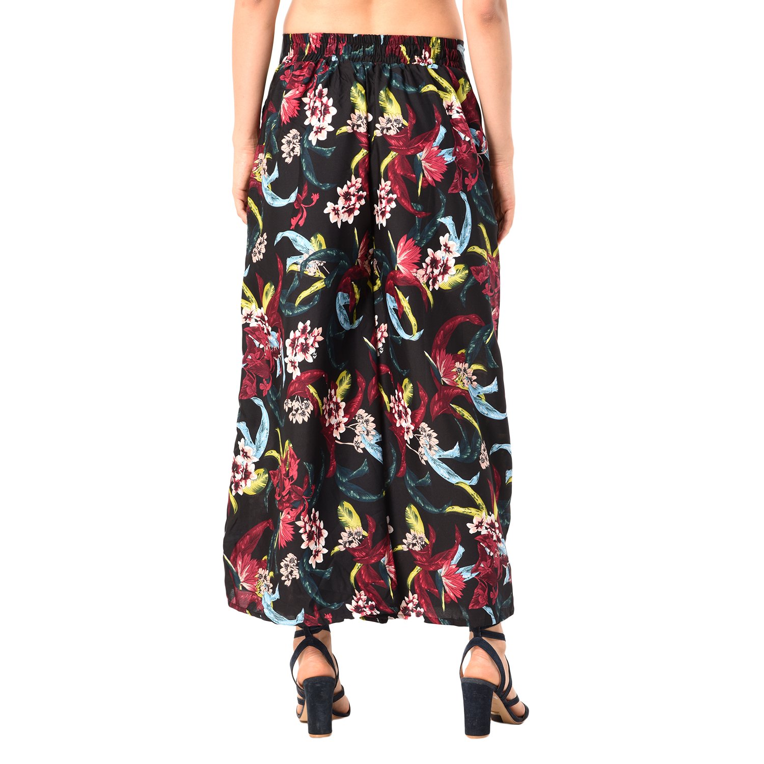 nitikali ladies printed poly crepe palazzo with short style inner lining