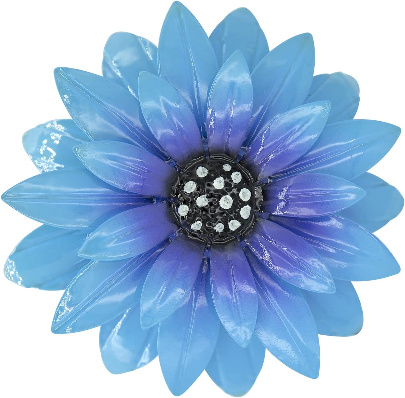 Plaques & Wall Art - Metal Flowers Sculptures Wall Decor, Blue Metal Flower Wall Art Decorations Hanging for Outdoor Home Garden 7.8 Inch