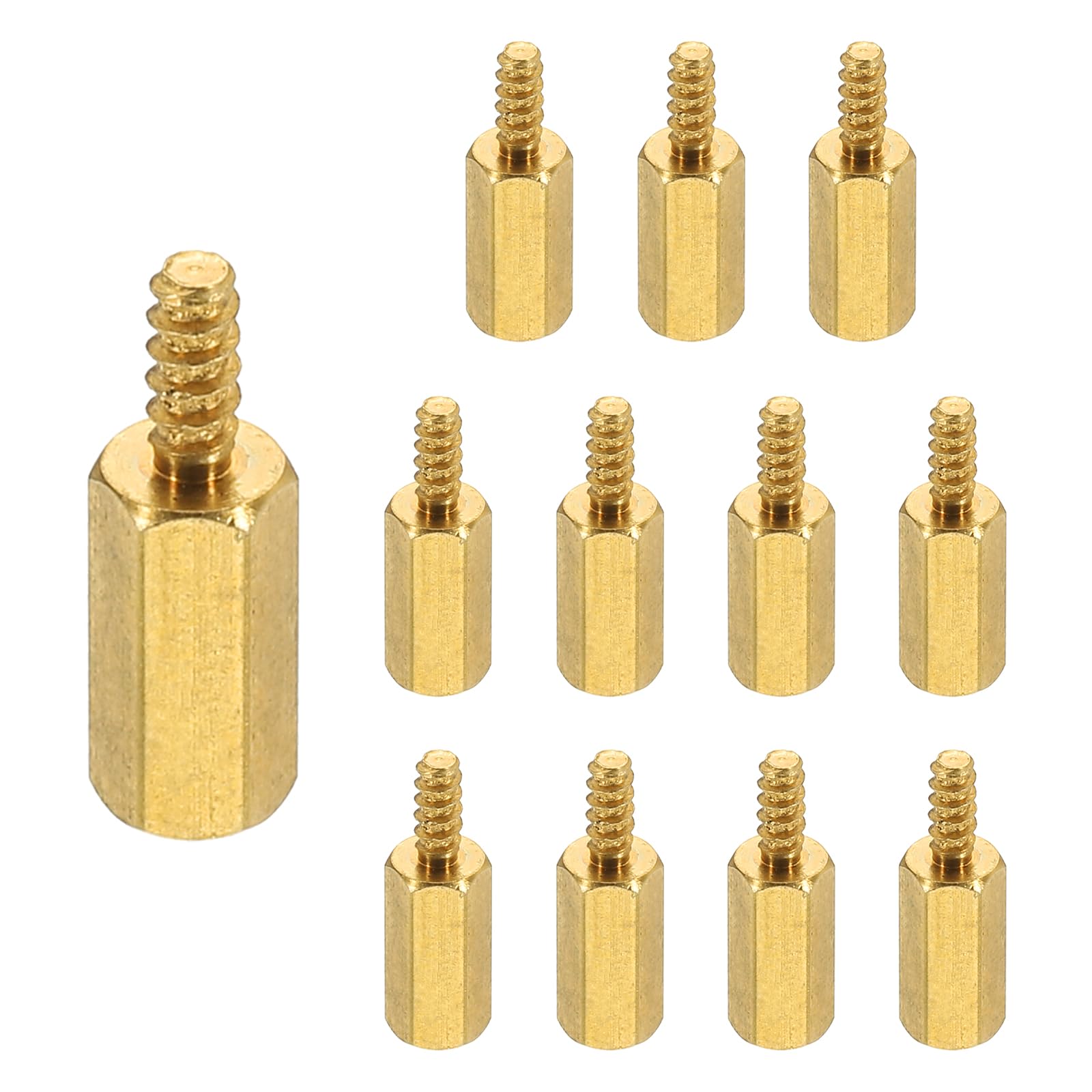 PATIKIL 12pcs M2.5 Male to Female Self-Tapping Hex Standoffs Spacers Pillars, M2.5 10+6mm Brass Motherboard Standoffs Copper — image 1