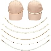 5 PCS Trucker Hat Chains Detachable Gold Pearl Hat Chains DIY Mesh Baseball Cap Accessories for Women Men Metal