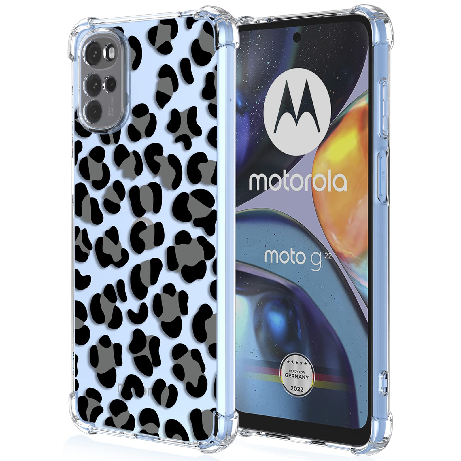 XINYEXIN Case for Motorola Moto G22, Painting Flower Pattern Clear Case Soft TPU Silicone Case Slim Shockproof Bumper Girl Women Phone Cover - Leopard