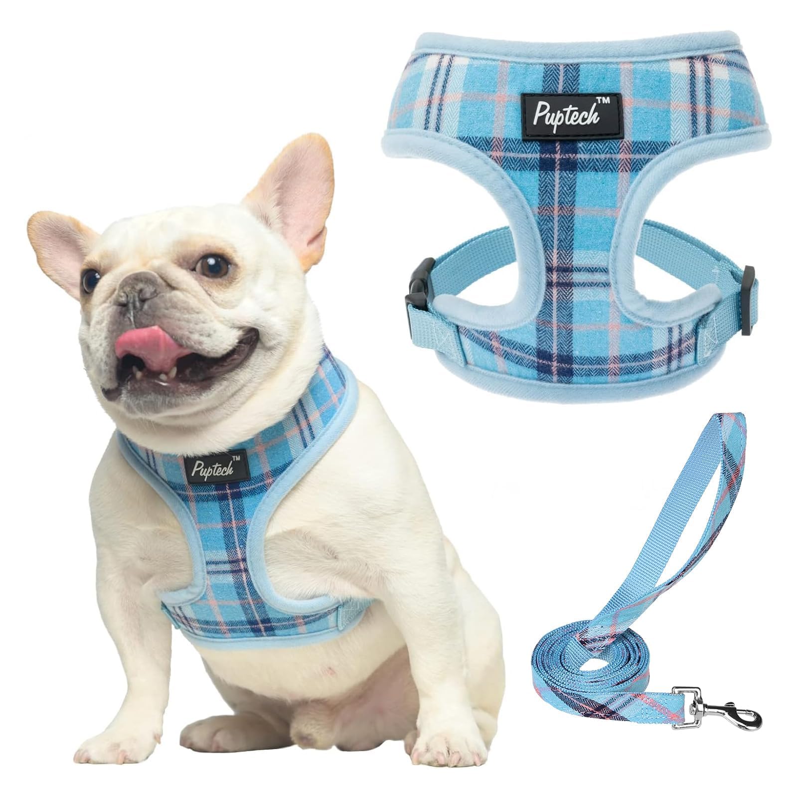 PUPTECK Dog Harness Small Dog Soft Mesh Pet Puppy Cat Comfort Padded Vest No Pull Harnesses and Leash Set