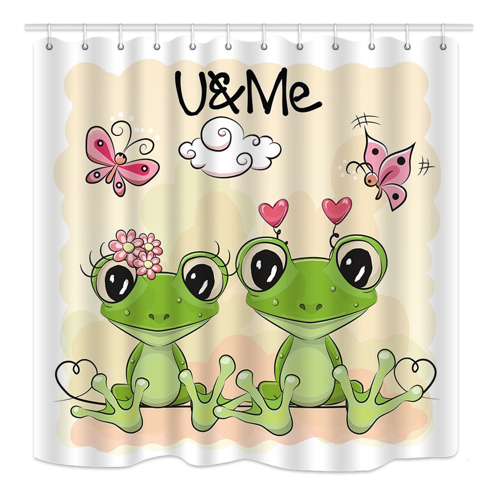 Amazon Com Dynh Two Cute Cartoon Frogs Shower Curtain