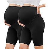 BONVIGOR Buttercloud Maternity Shorts Over The Belly-8" Pregnancy Biker Shorts Women Lounge Yoga Pants
