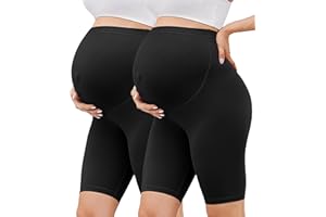 BONVIGOR Buttercloud Maternity Shorts Over The Belly-8" Pregnancy Biker Shorts Women Lounge Yoga Pants