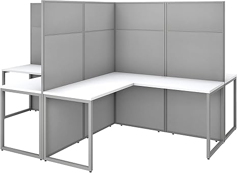 Amazon Com Bush Business Furniture Easy Office 4 Person L Shaped Cubicle Desk Workstation 60w X 66h Pure White Furniture Decor bush business furniture easy office 4 person l shaped cubicle desk workstation 60w x 66h pure white