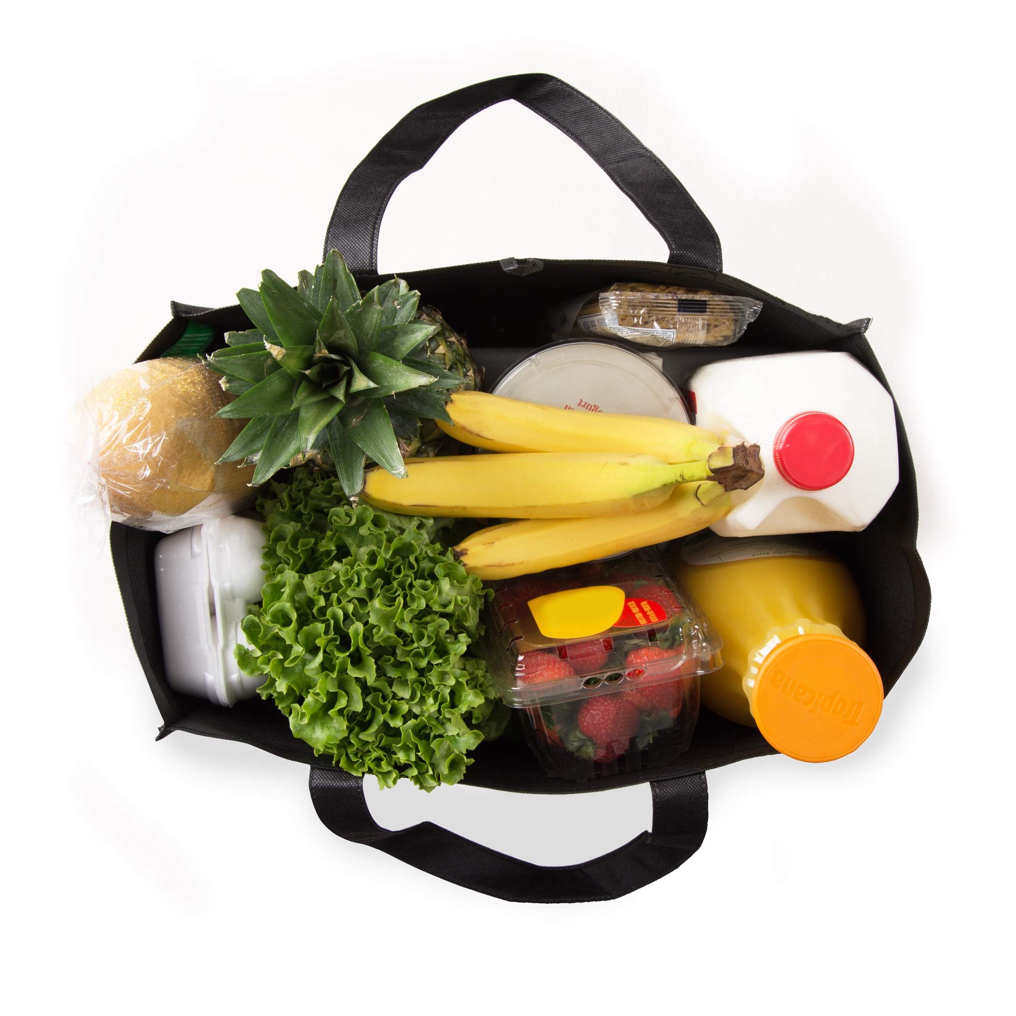 Reusable Grocery Bags (5 Pack, Black) Hold 40+ lbs Extra Large