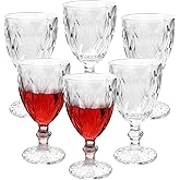 Maredash Wine Glass, Clear Glass Goblet, 12oz Vintage Pattern Embossed High Clear Glass Goblets for Party, Wedding,Prismatic