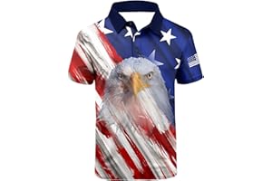 V VALANCH Mens American Falg Polo Shirts Short Sleeve Performance Patriotic Shirt Funny Golf Shirt