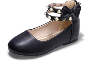 PANDANINJIA Jessica Toddler Girls Dress Shoes Ankle Strap Ballet Flats Flower Girl Shoes for Wedding Party School