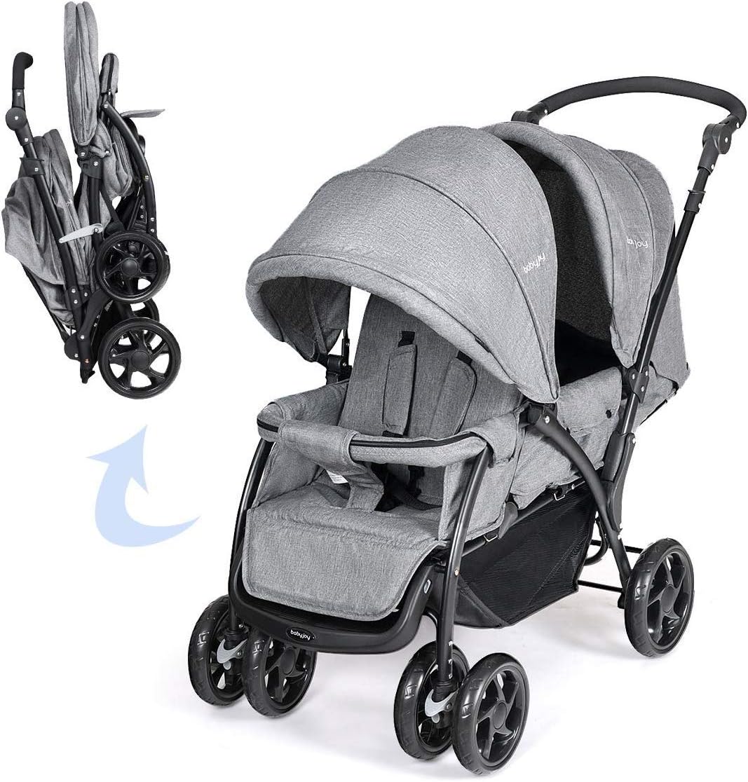 costway foldable twin baby double stroller