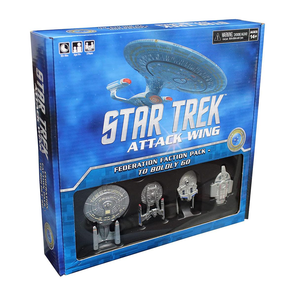 Wiz Kids LLC, Star Trek Attack Wing; Federation Faction Pack-To Boldly Go, Board Game, Ages 14+, 2 Players, 60+ Minutes Playing Time